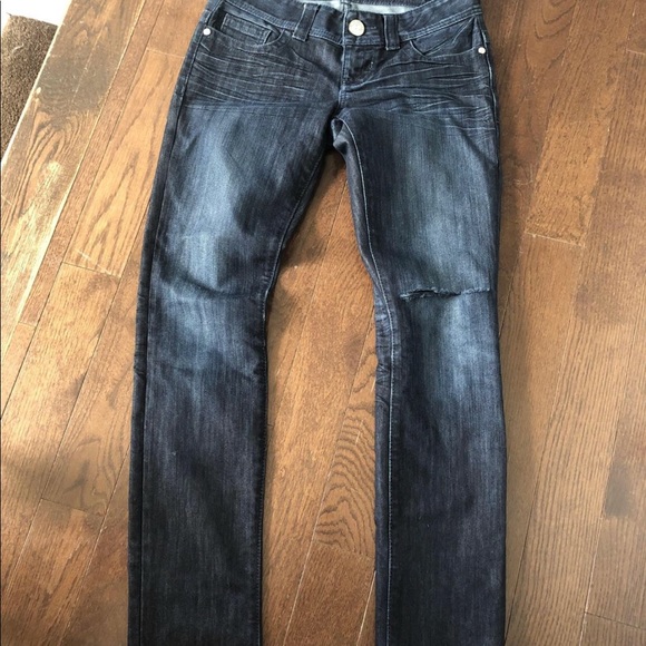 Guess premium Swarovski jeans cutout knee size 26 - Picture 5 of 7